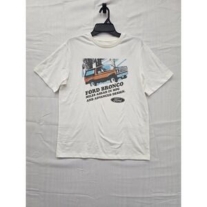 Ford Bronco Graphic T-Shirt Boys XXL 16/18 Cream Short Sleeve Mad‎ Engine New